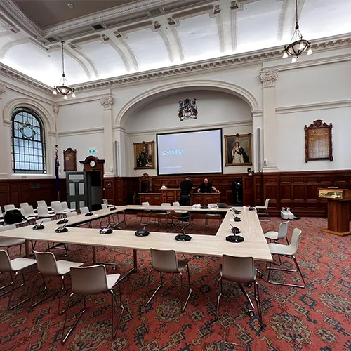 JBL Intellivox column beamshaping speakers selected for council chambers